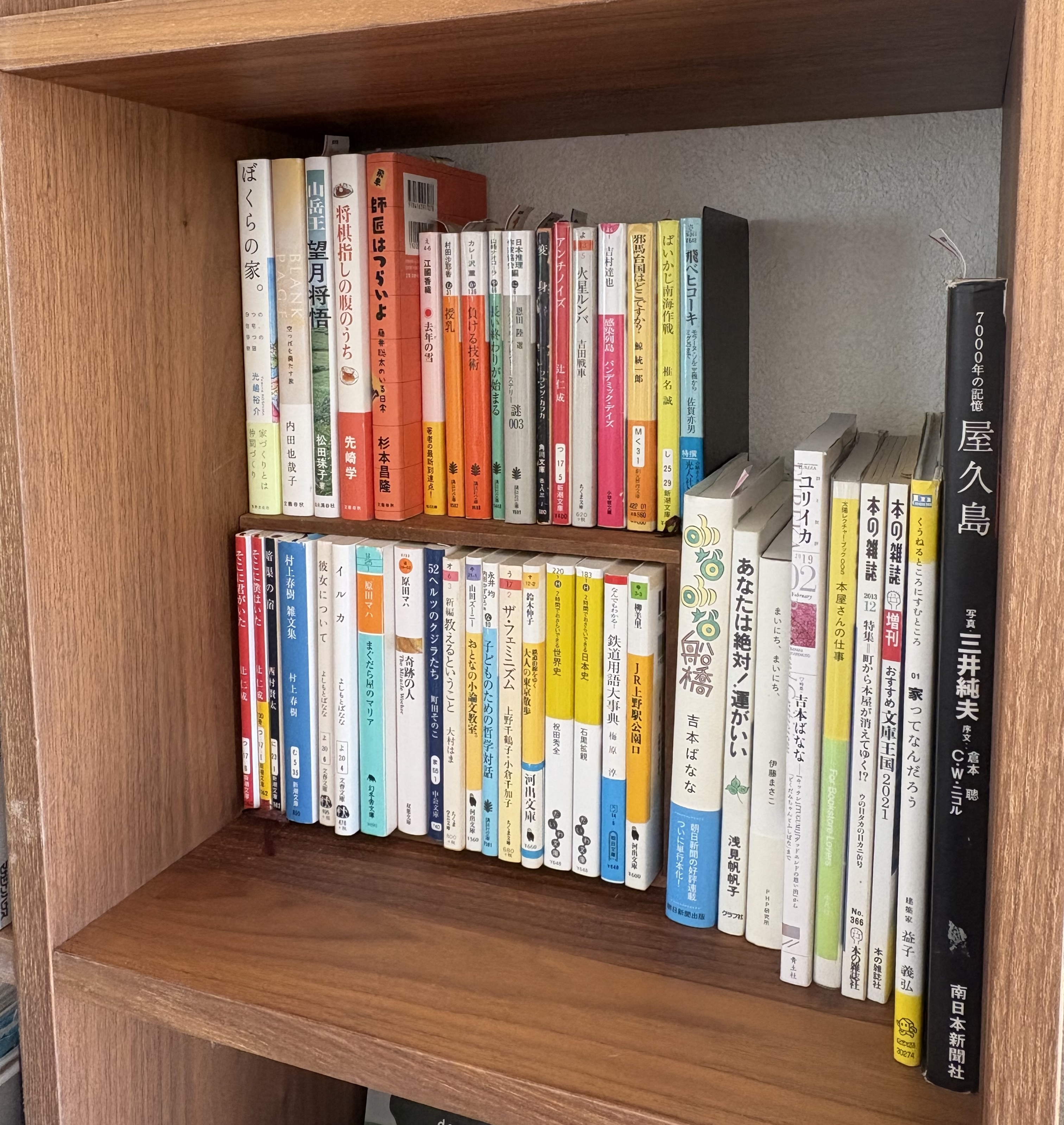 棚に本を並べた様子
